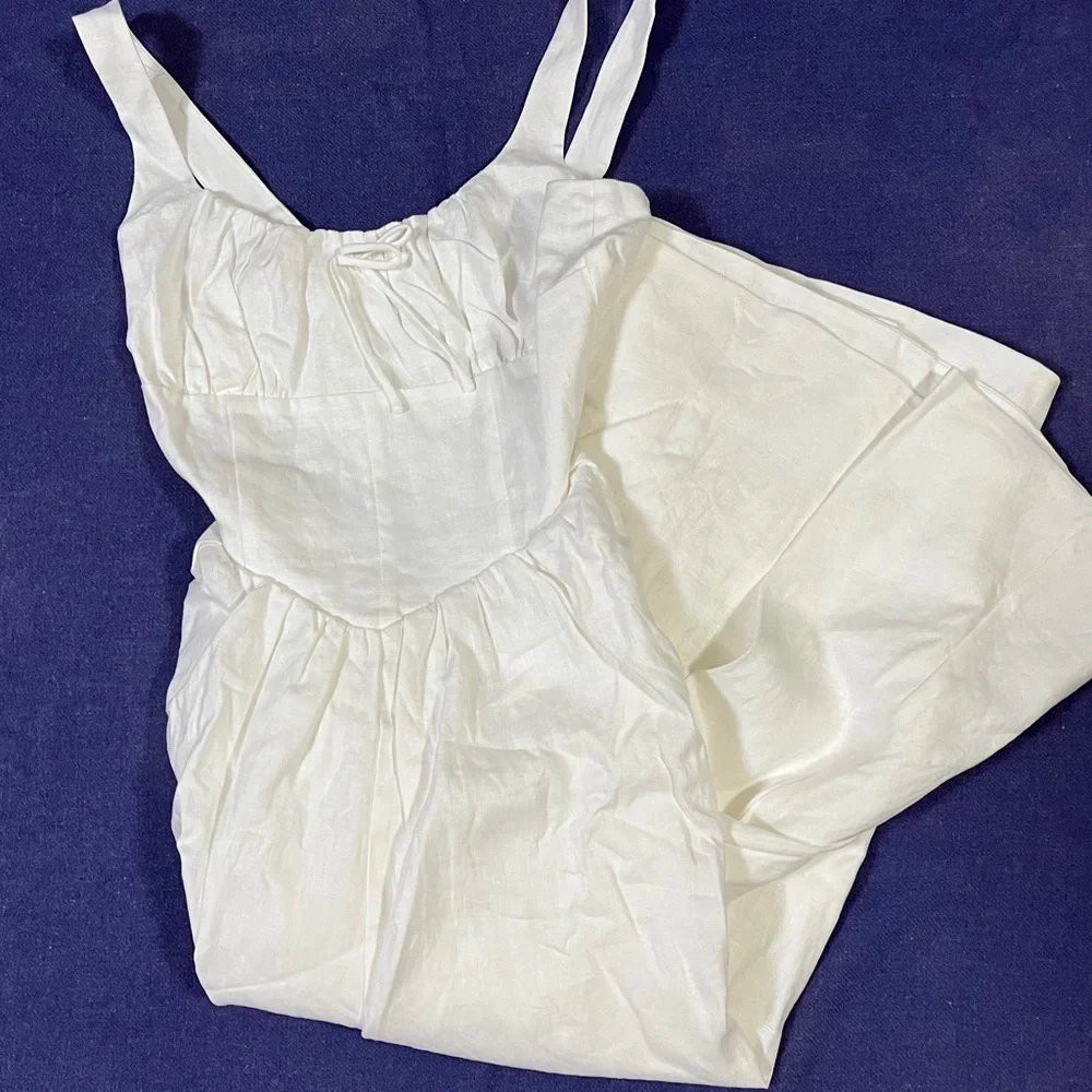 Reformation Balia Linen Dress in White - Picture 3 of 5